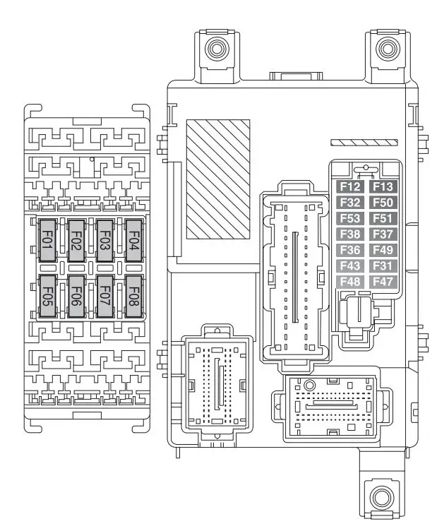 Fiat Doblo IV (2015-2019) - boîte à fusibles et relais