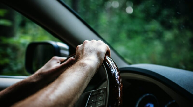 person holding car steering wheel